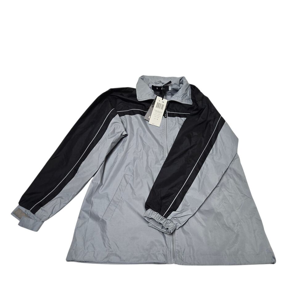 I 5 Men's Windbreaker Jacket With Stowed Hood Size Small Black & Gray